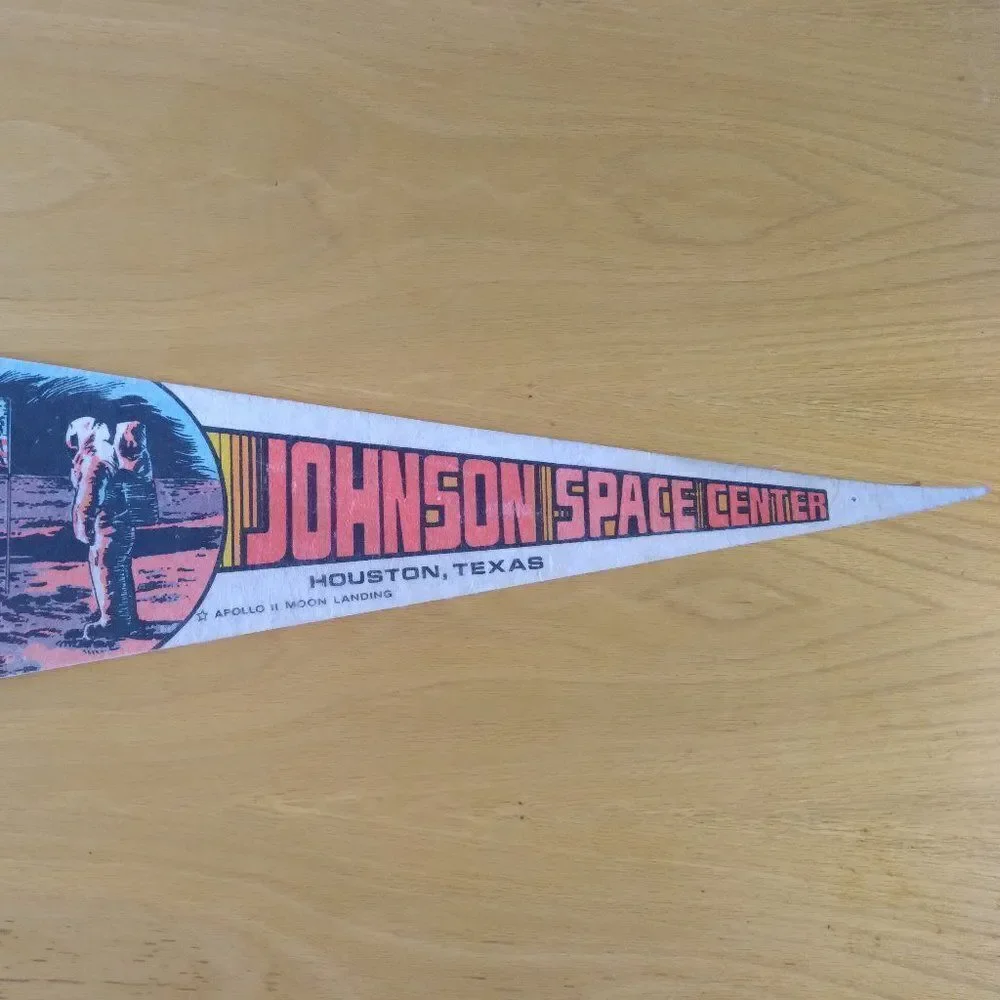 Vintage 60s Johnson Space Center Apollo 2 Moon Landing Pennant Flag